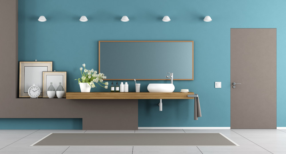 baño azul pintado por pintor expertos locales